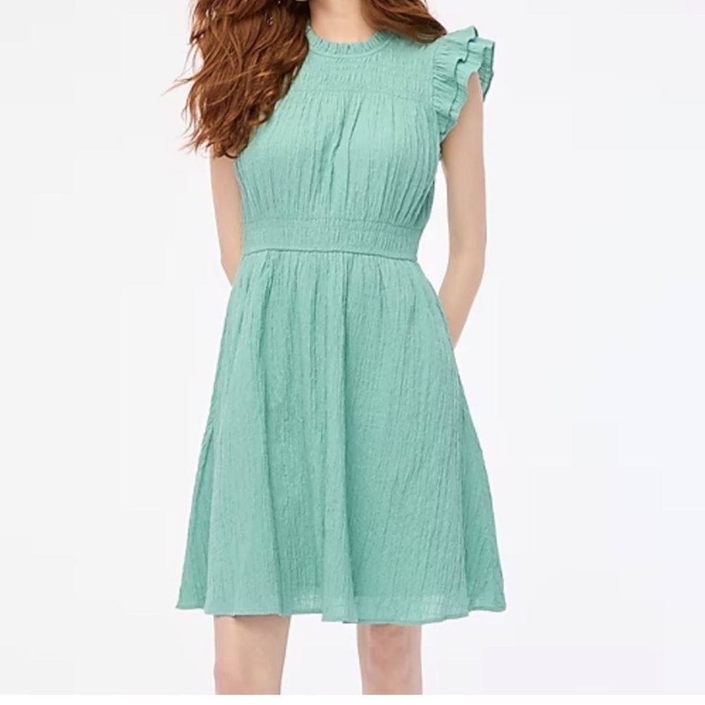 J.Crew Factory Gauze Flutter Sleeve Mini Dress in Eucalyptus Steam